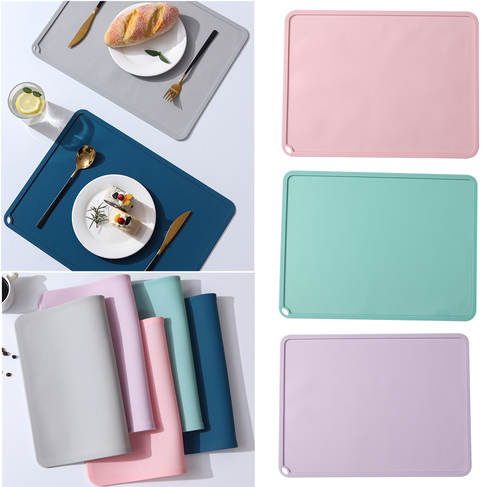 Walbest Food Grade Silicone Placemat with Hanging Hole Anti-scalding Heat  Insulation Table Mat for Dining Room 